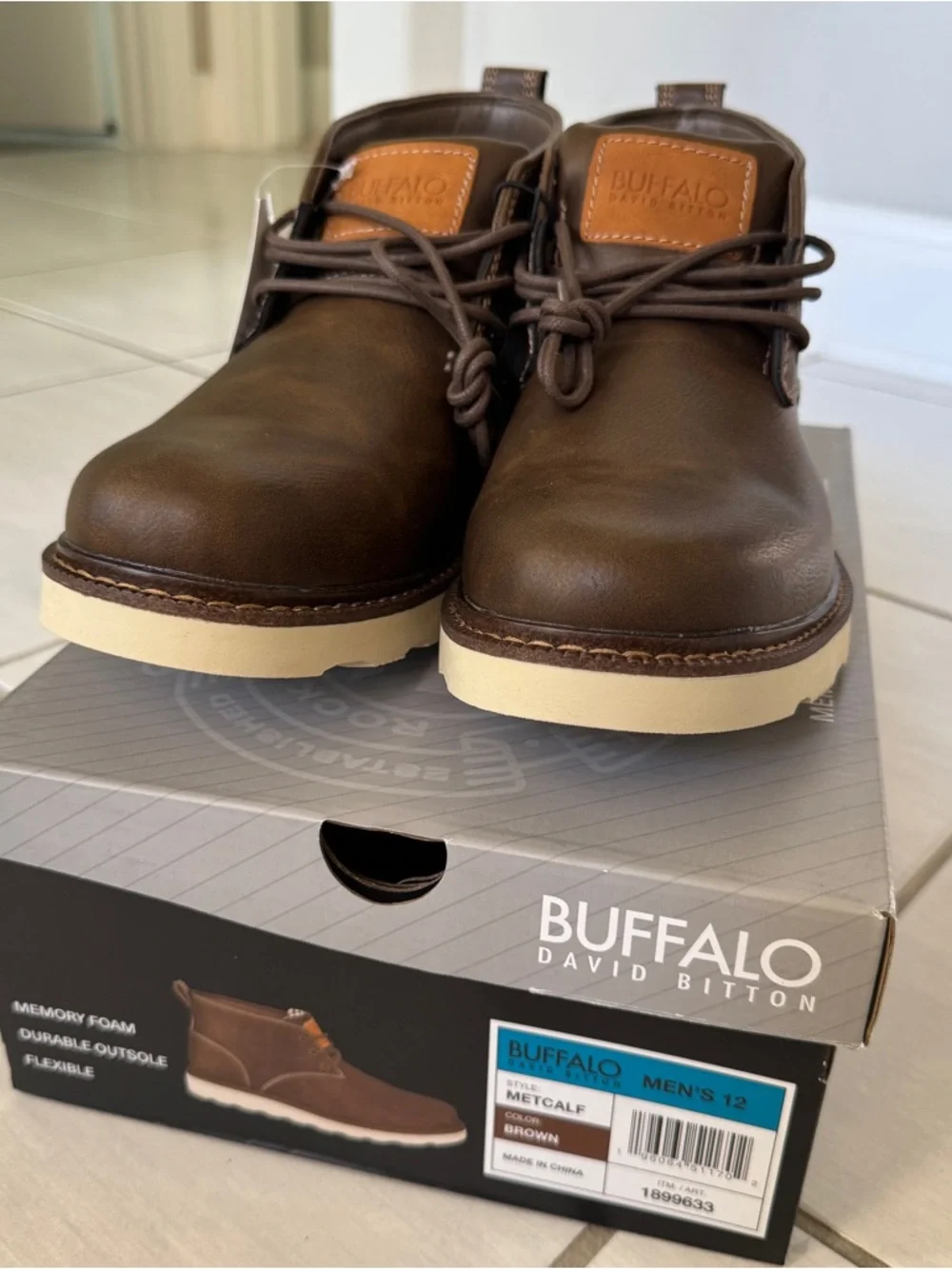 Buffalo David Bitton Brown Metcalf Memory Foam Boots. Size 12. NWT - Picture 2 of 11